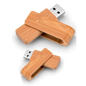 Pen Drive Giratório Em Bambu 16gb PEC23